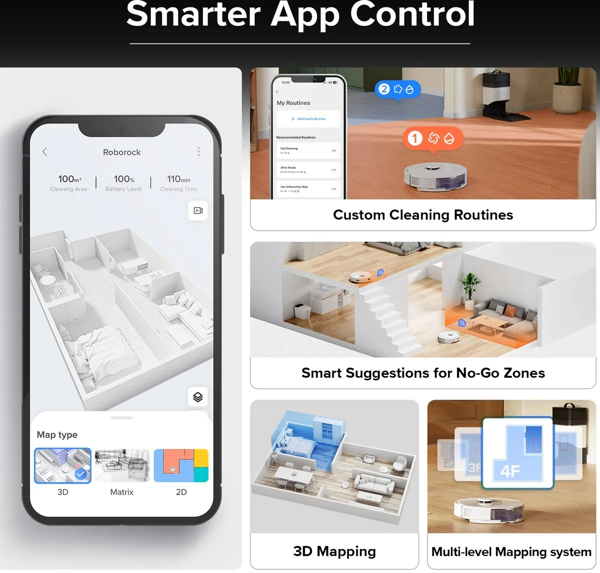Roborock Q8 Max+ - Robotstofzuigers - Wit - DuoRoller - Obstakel vermijden met Oplaad/afvalstation