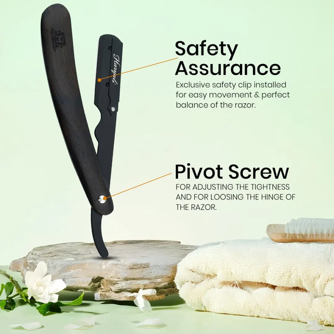 Haryali London Shavette Razor Black Wood - Klassiek vouwscheermes