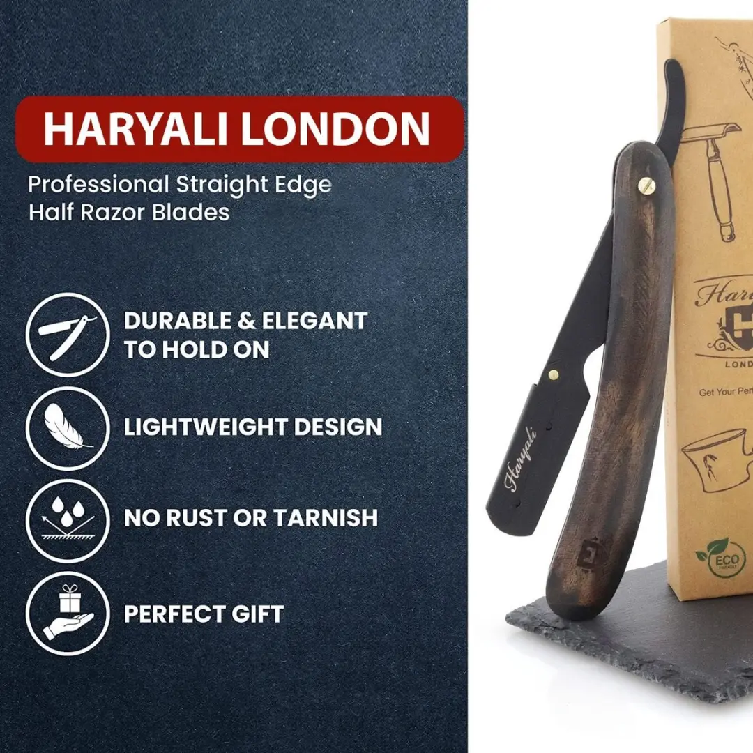 Haryali London Shavette Razor Black Wood - Klassiek vouwscheermes
