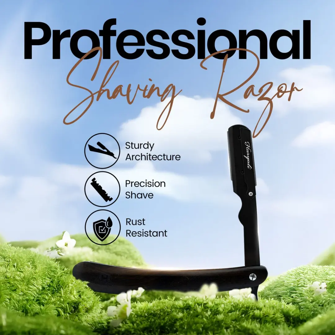 Haryali London Shavette Razor Black Wood - Klassiek vouwscheermes