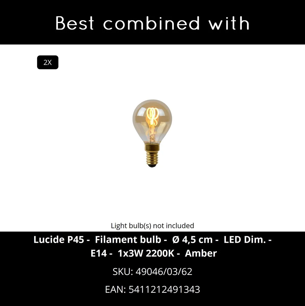 Lucide Alion Plafondspot 2xE14 - Zwart