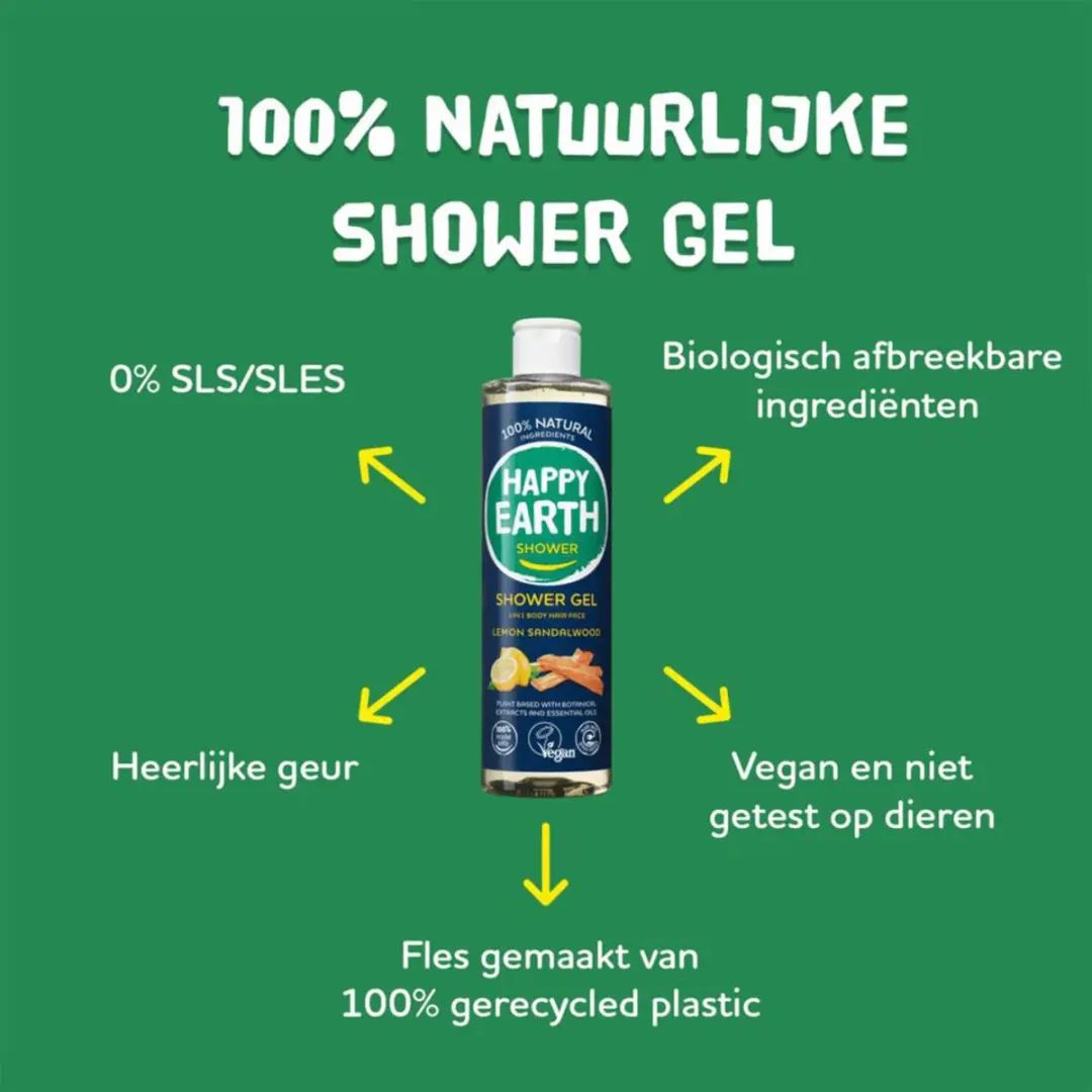 Happy Earth Douchegel Lemon Sandelwood 300ml