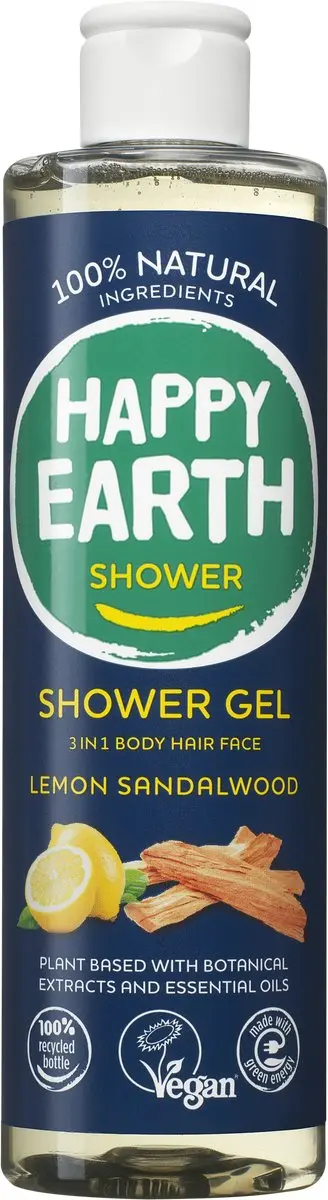Happy Earth Douchegel Lemon Sandelwood 300ml