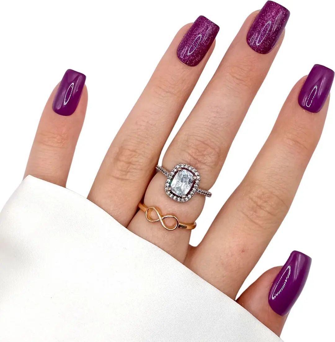 SD Press on Nails B43 Paarse Glitter Holographic Nepnagels - 50g