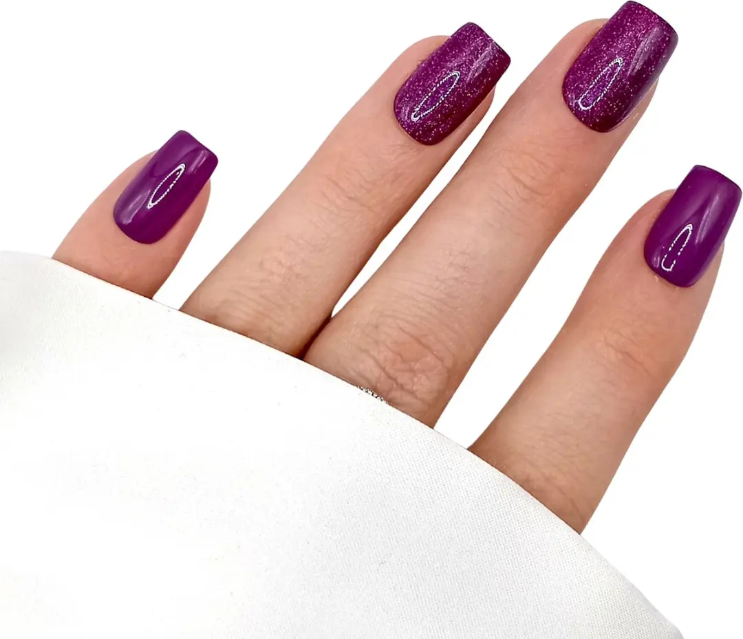 SD Press on Nails B43 Paarse Glitter Holographic Nepnagels - 50g