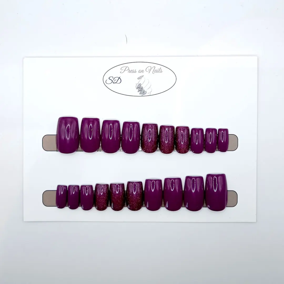 SD Press on Nails B43 Paarse Glitter Holographic Nepnagels - 50g