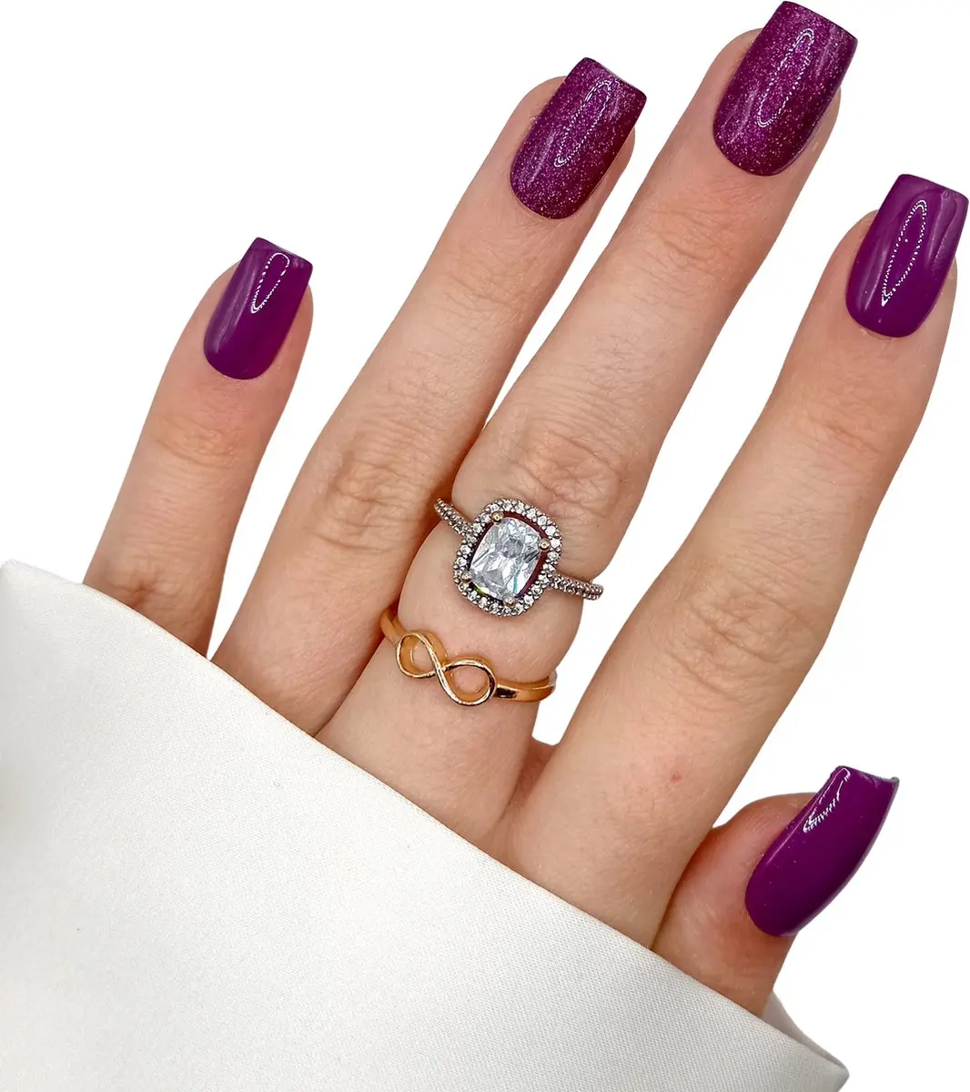 SD Press on Nails B43 Paarse Glitter Holographic Nepnagels - 50g