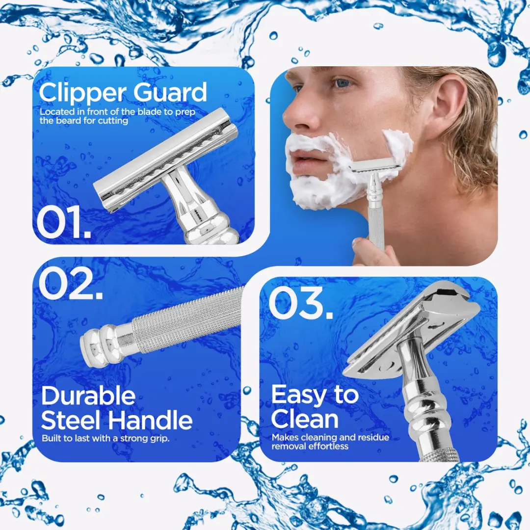 Haryali London Double Edge Safety Razor - Roestvrijstaal - Silver - afbeelding 6 van 6