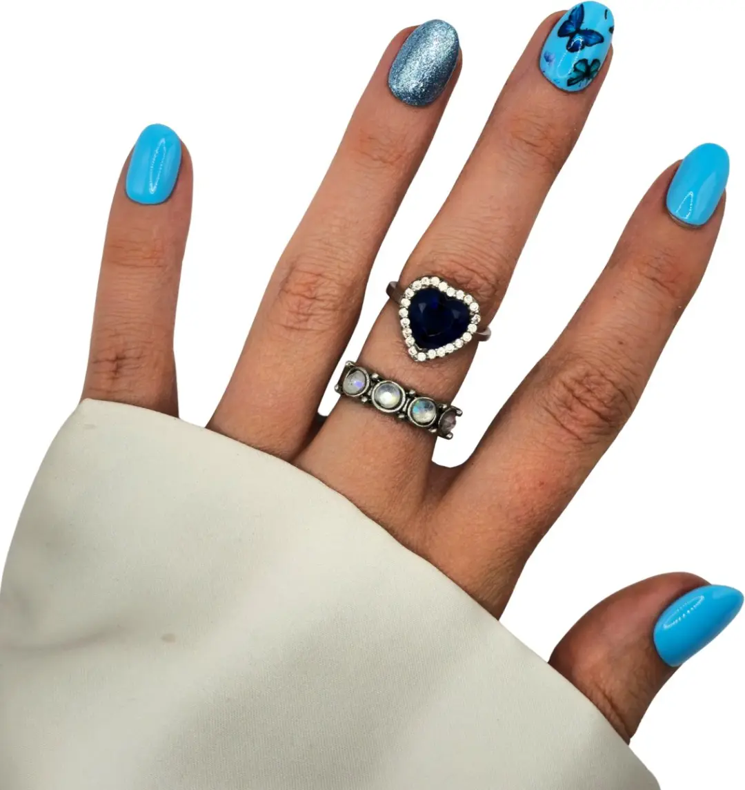 SD Press on Nails B-281 Blauwe Glitter Vlinder XS - 20 Stuks