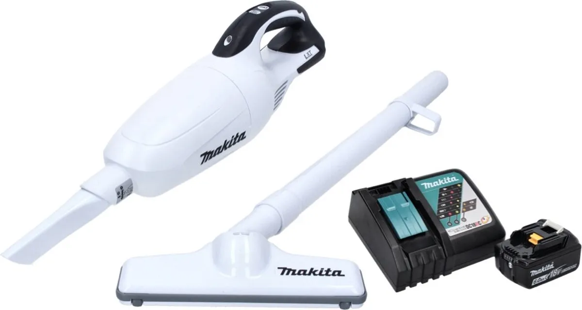 Makita DCL 181 Snoerloze Stofzuiger 18V - Wit + 6.0Ah Accu