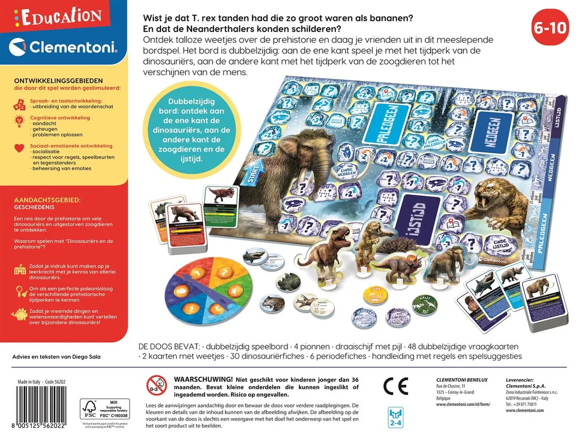 Clementoni Dinosauriërs en Prehistorie Bordspel 56202 - Multikleur