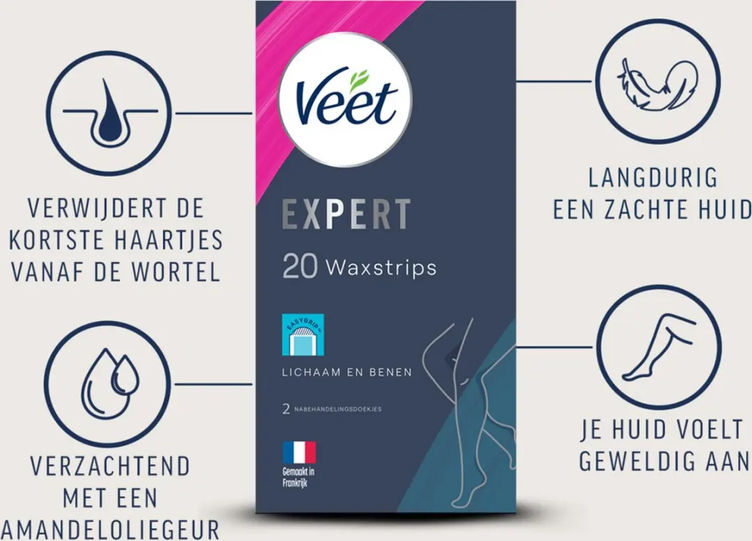 Veet Expert Koude Waxstrips Benen Sensitive - 60g