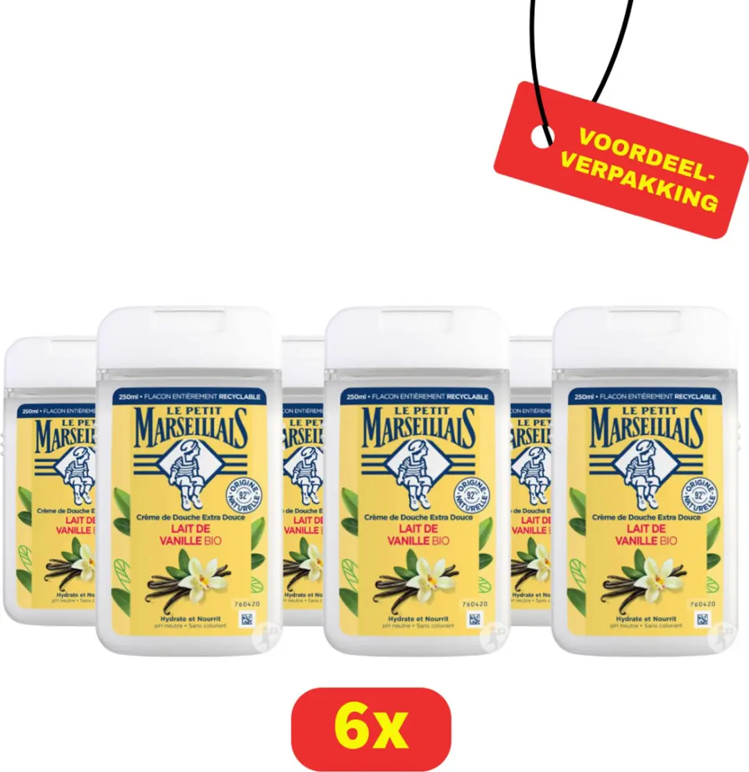 Le Petit Marseillais Douchegel Vanillemelk 6x250ml