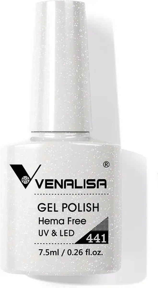 Venalisa UV Gellak Wit Glitter 7.5ml - 2 Stuks