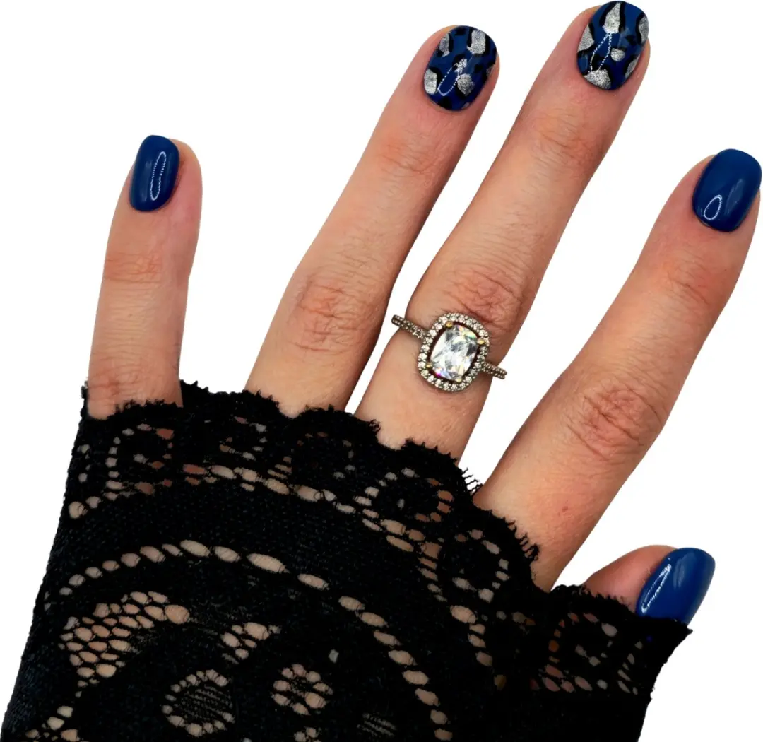 SD Press on Nails B-Series B14 Blauw Panter Print Nagelset - 20 Stuks