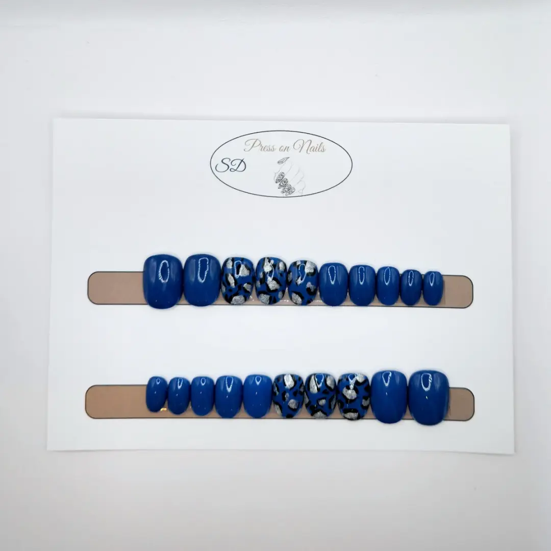 SD Press on Nails B-Series B14 Blauw Panter Print Nagelset - 20 Stuks - afbeelding 6 van 6
