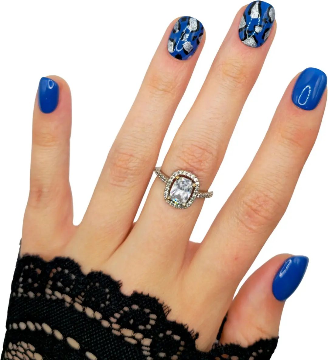 SD Press on Nails B-Series B14 Blauw Panter Print Nagelset - 20 Stuks