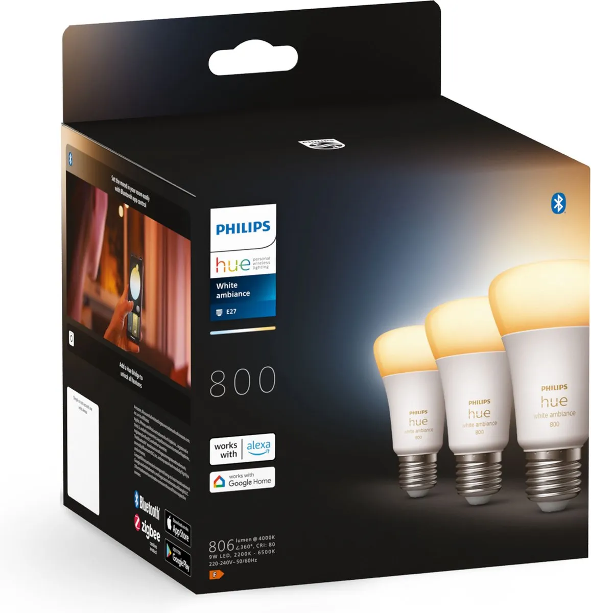 Philips Hue White Ambiance E27 9W 800lm - 3 Stuks - afbeelding 6 van 6