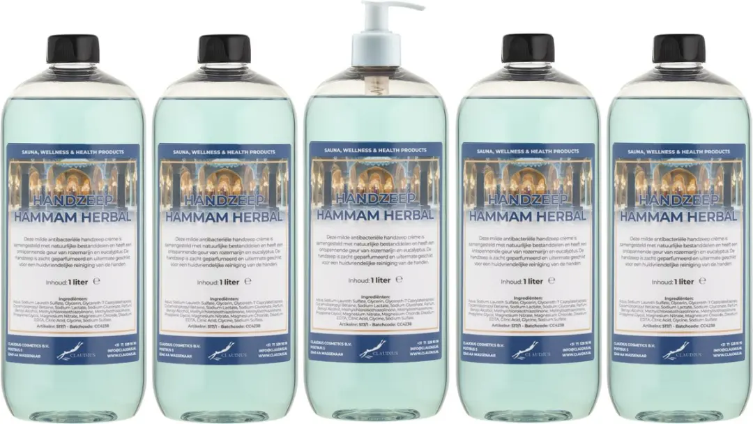 Splashbox Cosmetics Hammam Herbal Handzeep 1L - Set van 5