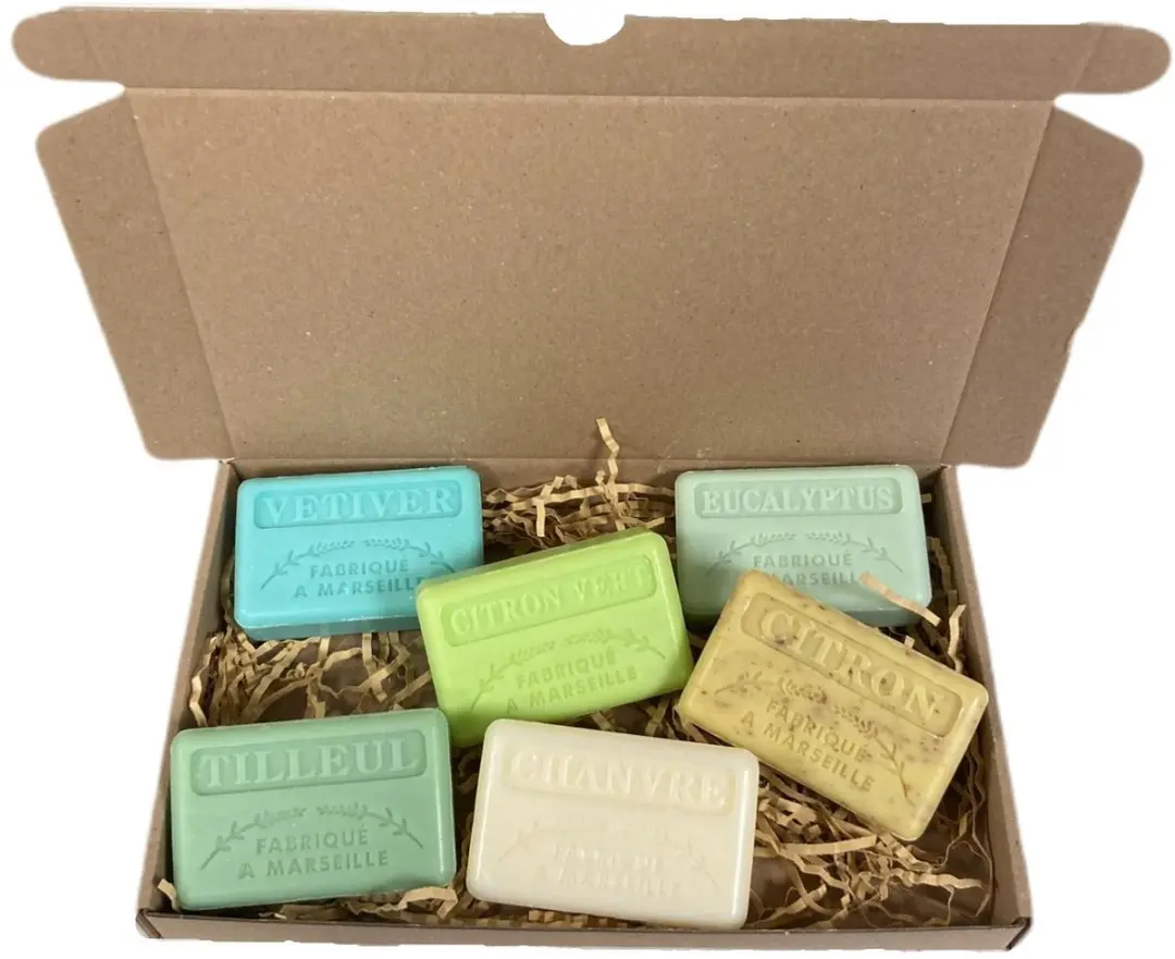Savon de Marseille Zeep Set - 6 Stuks 750g - Vetiver/Citron Vert/Tilleul/Chanvre/Eucalyptus/Citron Broyé