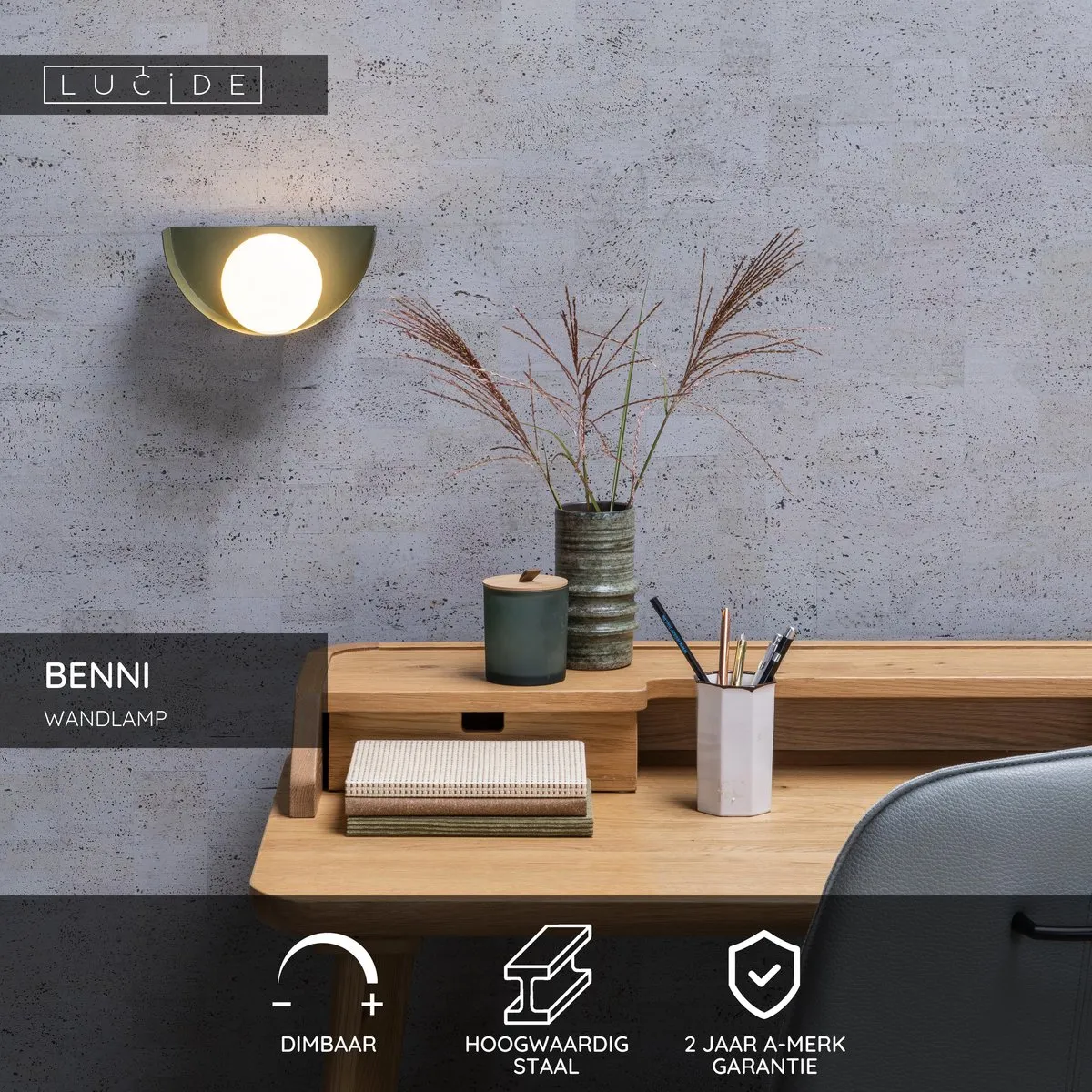 Lucide Benni Wandlamp G9 - Groen