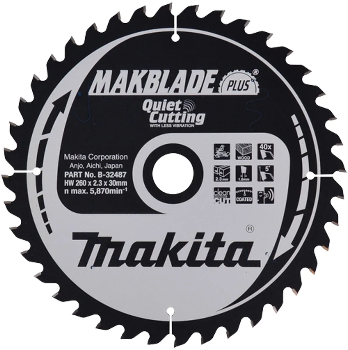 Makita B-32487 Afkortzaagblad Hout 260mm 40T