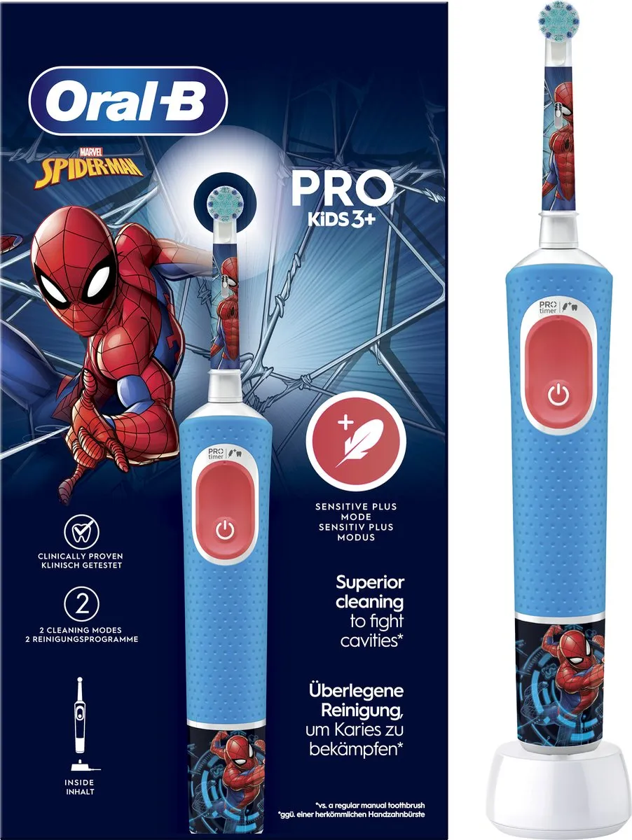 Oral-B Pro Kids Spider-Man Elektrische Tandenborstel - Blauw-Rood