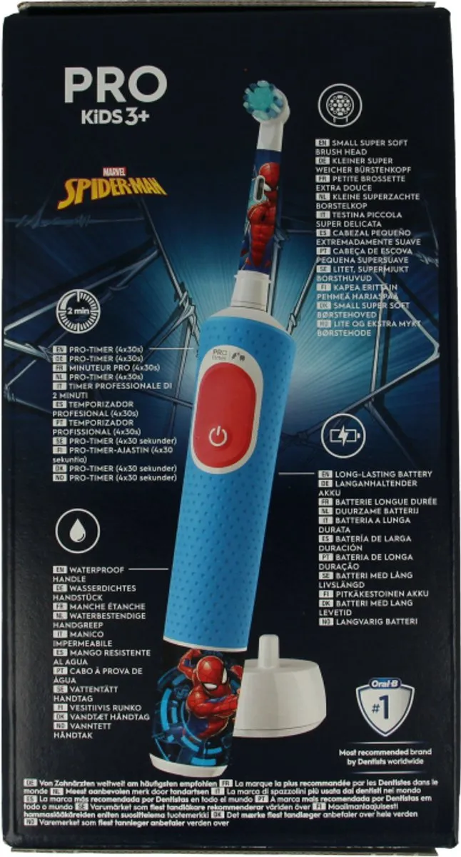Oral-B Pro Kids Spider-Man Elektrische Tandenborstel - Blauw-Rood - afbeelding 6 van 6