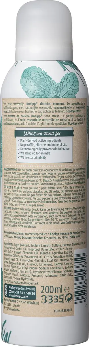 Kneipp Goodbye Stress Douche Schuim 200ml - Watermunt & Rozemarijn