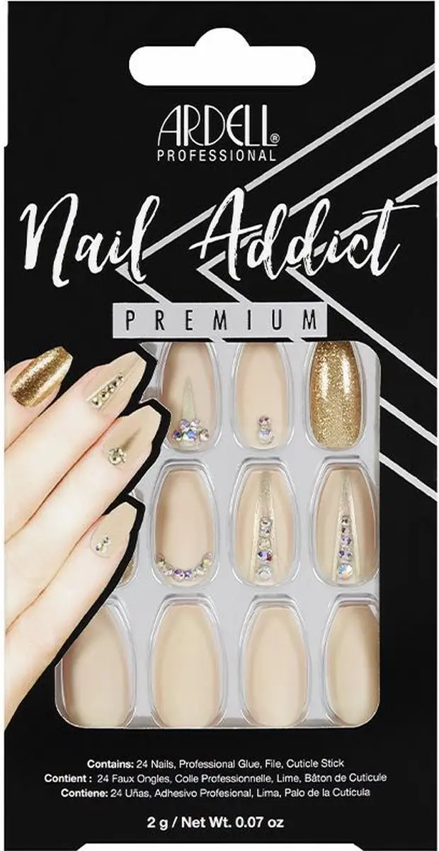 Ardell Nail Addict Nude Jeweled False Nails - 24 Stuks