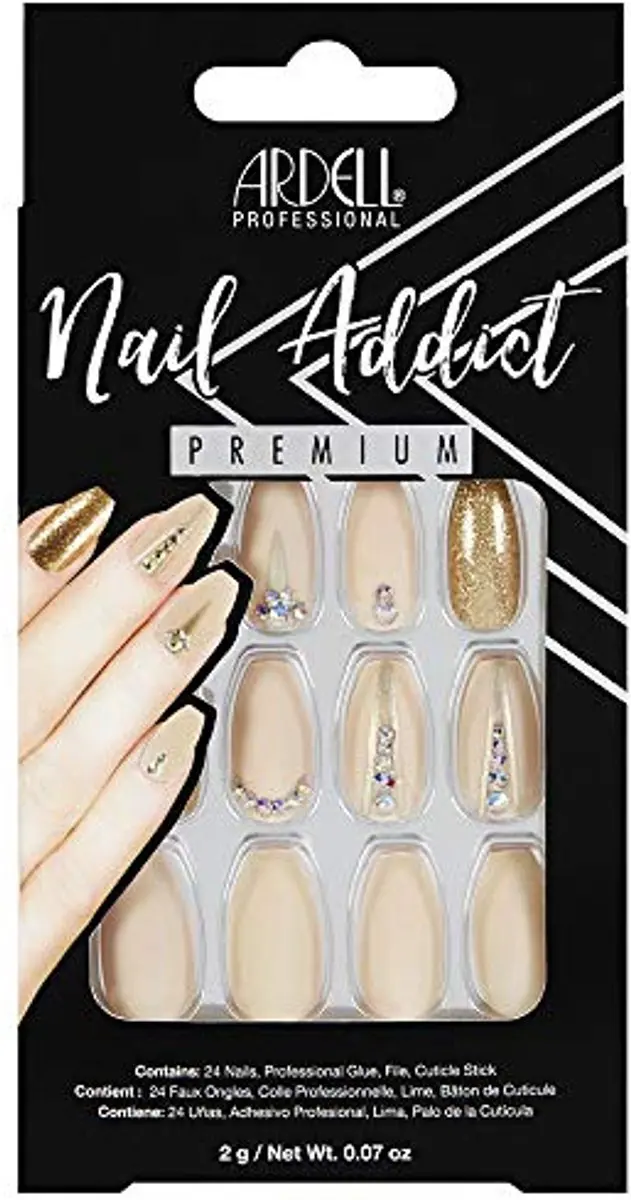 Ardell Nail Addict Nude Jeweled False Nails - 24 Stuks