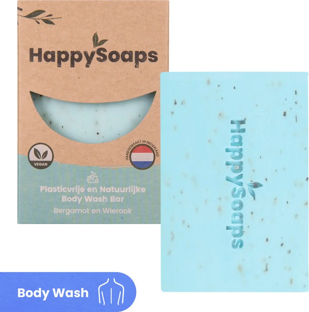 HappySoaps Body Wash Bar Bergamot & Wierook 100g
