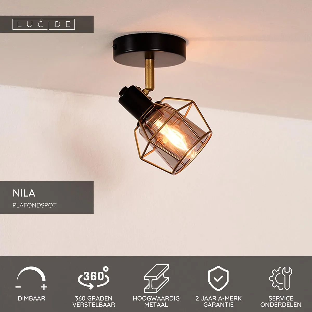 Lucide NILA Plafondspot E14 - Zwart