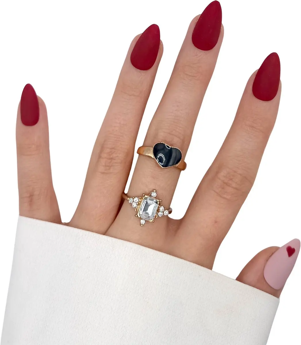 SD Press on Nails Heartbeat Nagelset - 20 Stuks - Matte Rood