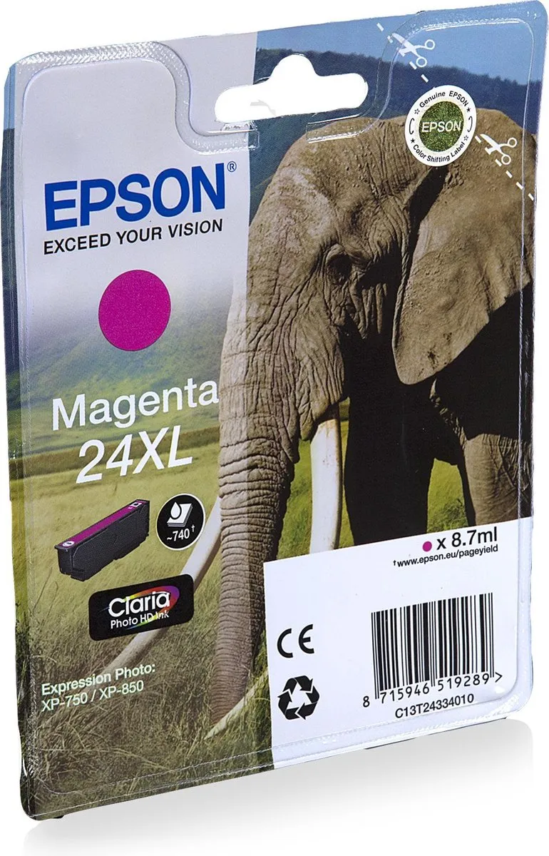 Epson 24XL Magenta C13T24334010 Inktcartridge - 740 Pagina's