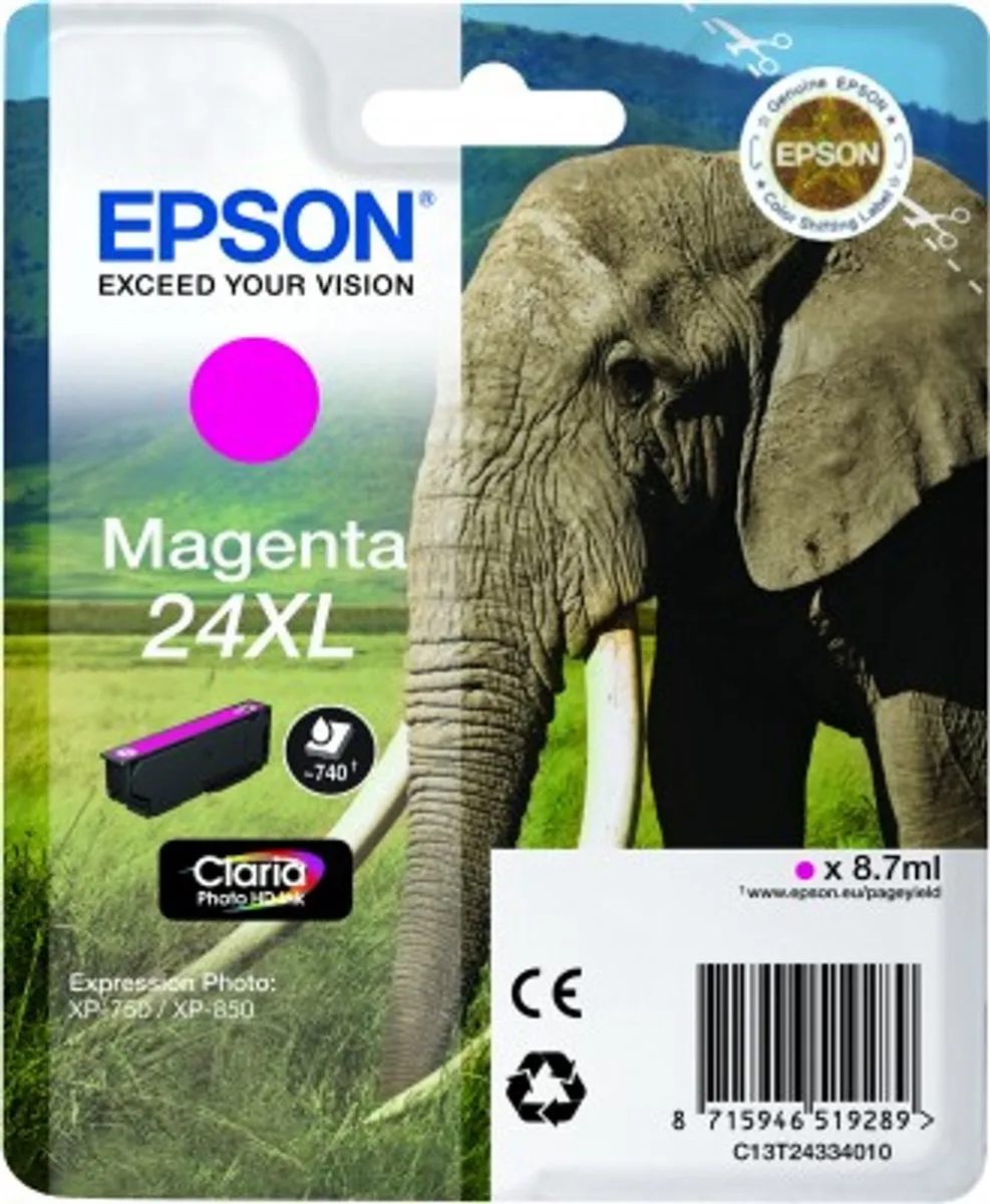 Epson 24XL Magenta C13T24334010 Inktcartridge - 740 Pagina's