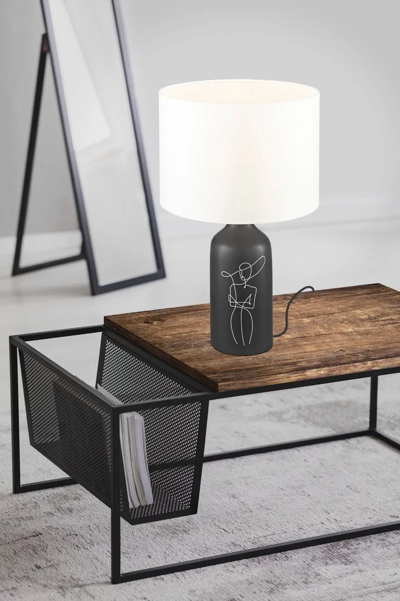 Eglo Vinoza Tafellamp E27 - Keramiek - Ø30cm - Zwart/Wit