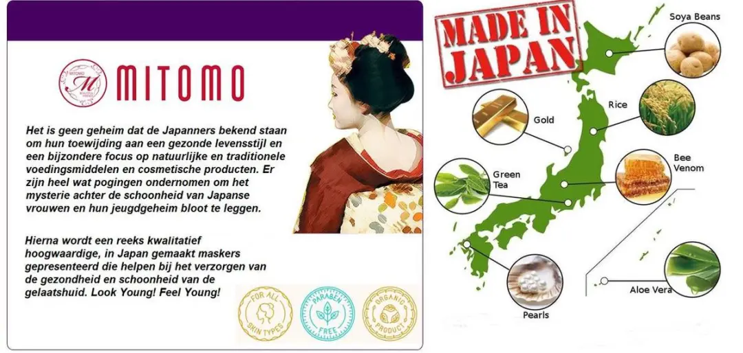 Mitomo Aloe Vera & Sakura Gezichtsmasker - 10 Stuks