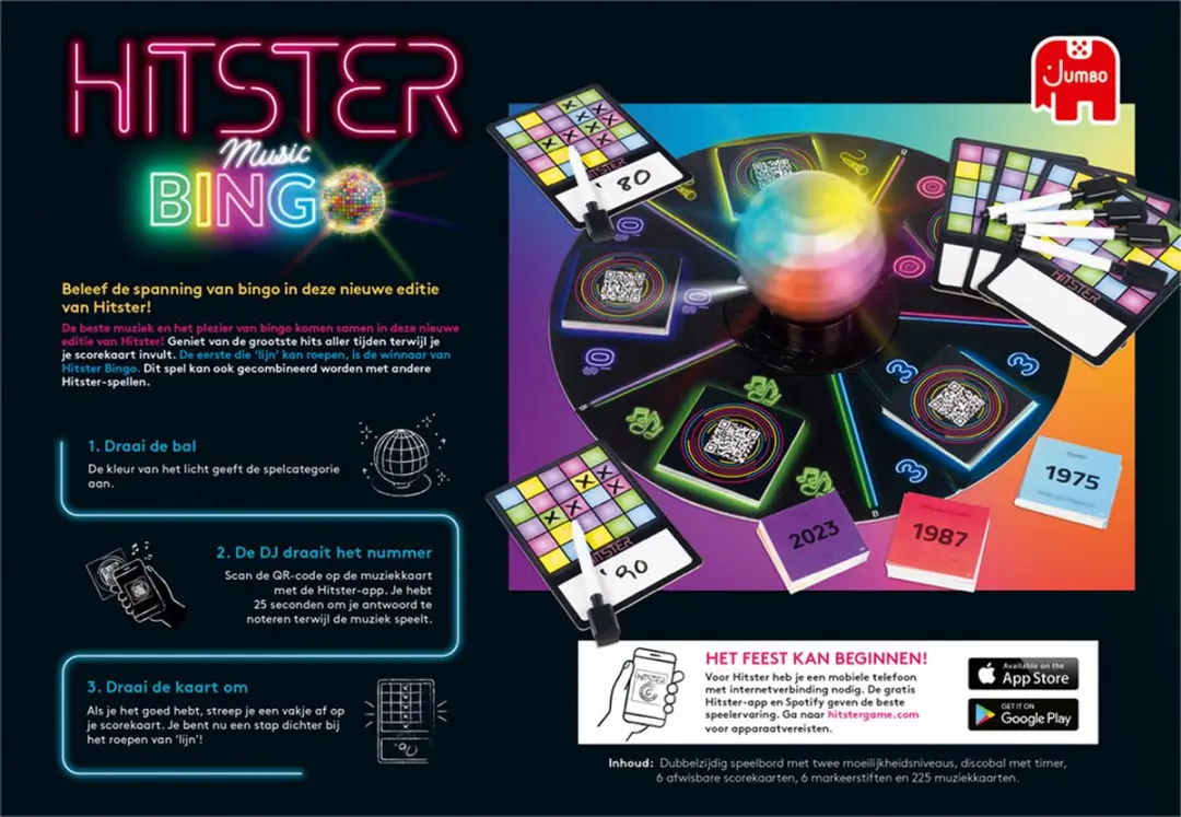 Hitster Bingo Nederlandstalig Partyspel - 225 Kaarten