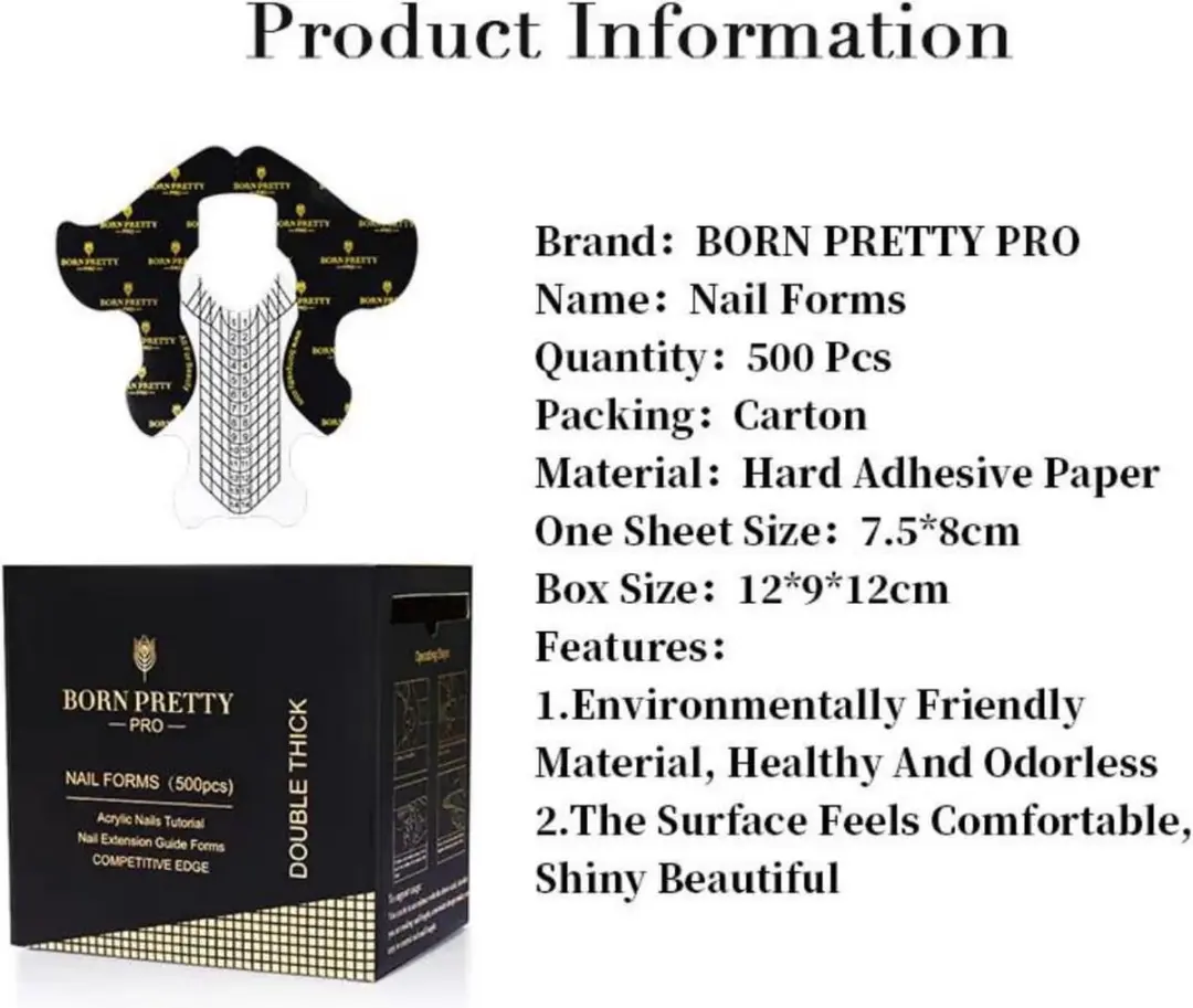 Born Pretty Nagelsjablonen 500 Stuks - Zwart/Wit - afbeelding 6 van 6