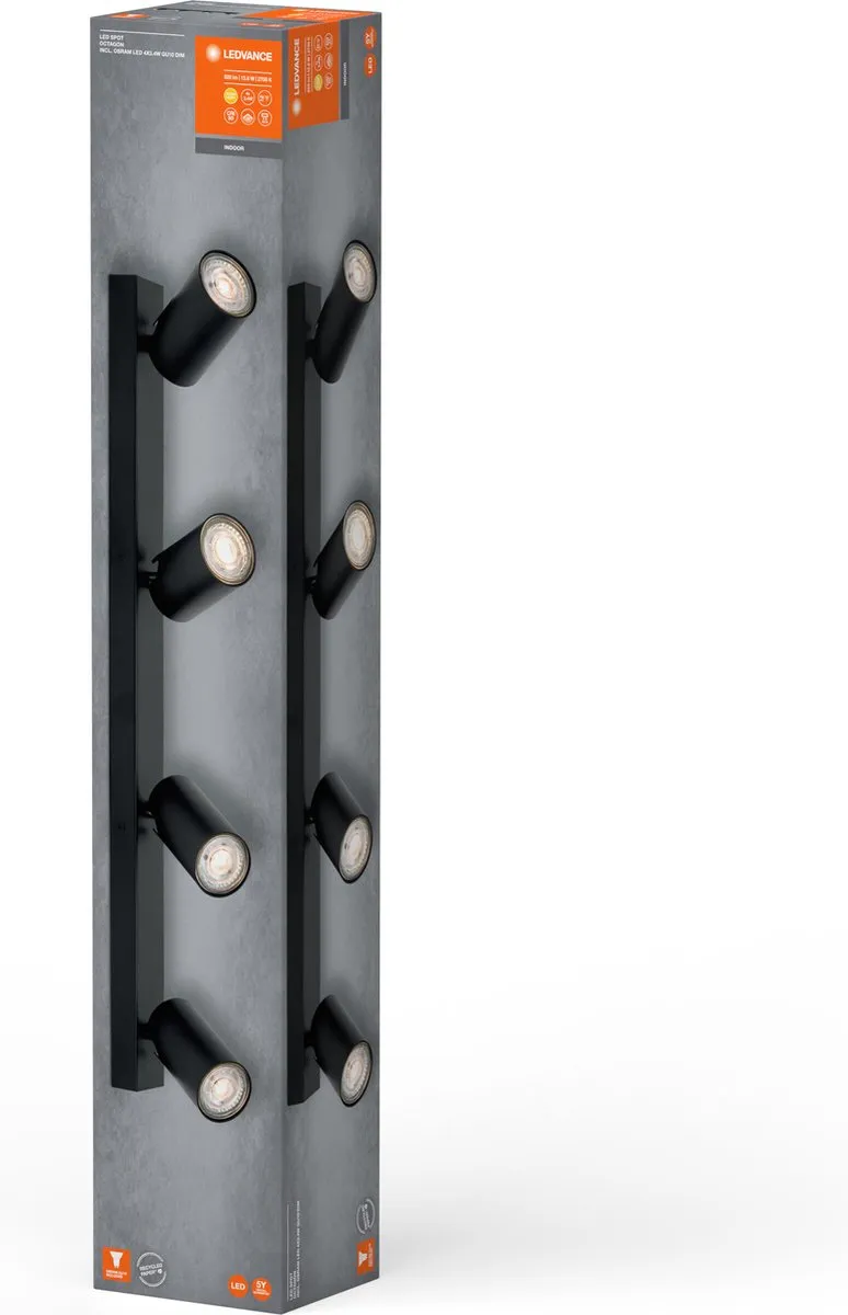 LEDVANCE LED Spot Octagon GU10 4x3,4W - 920lm - Zwart
