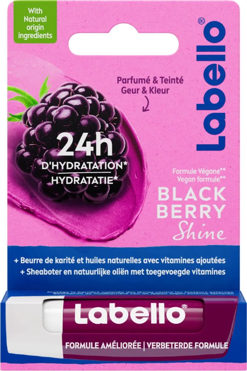 Labello Blister Blackberry Shine Lippenbalsem - 4 Stuks