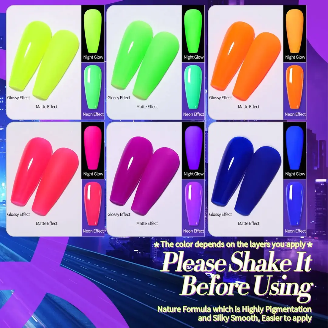Born Pretty Gellak Set 6x10ml - Neon Kleuren