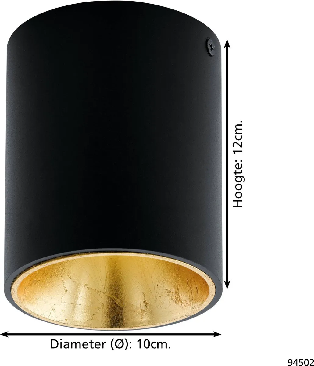 Eglo Polasso Plafondlamp 1 Licht LED Ø100mm - Zwart/Goud