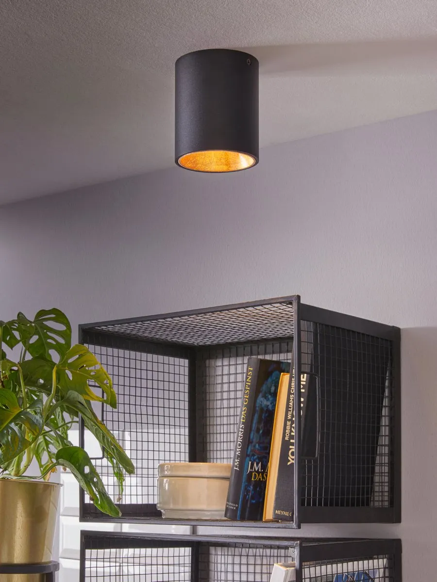 Eglo Polasso Plafondlamp 1 Licht LED Ø100mm - Zwart/Goud