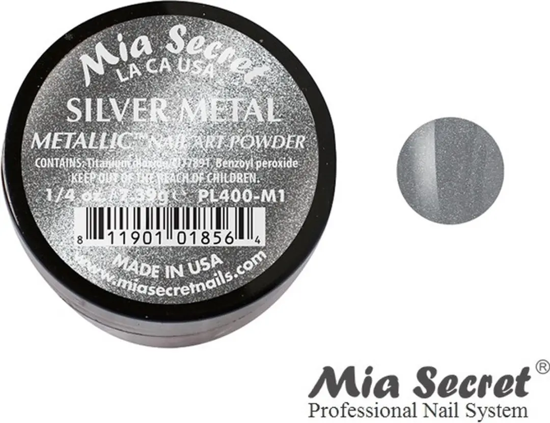 Mia Secret Metallic Acrylpoeder Silver Metal - 7.5ml