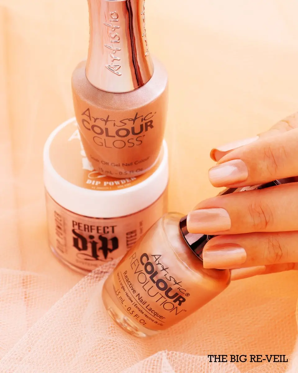 Artistic Nail Design Perfect Dip Poeder THE BIG REVEIL - 23g - Perzik/Goud Shimmer