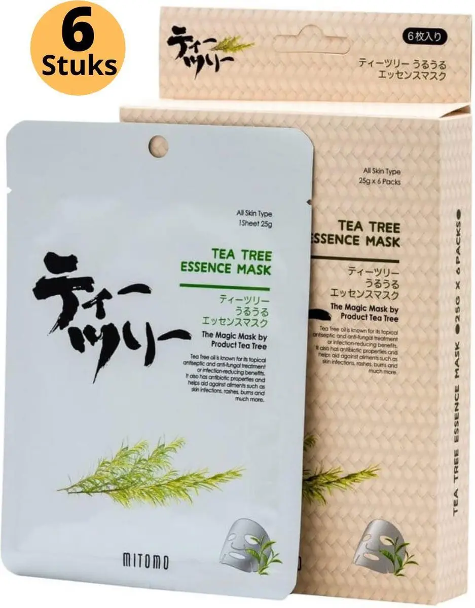 Mitomo Tea Tree Gezichtsmasker - 6 Stuks