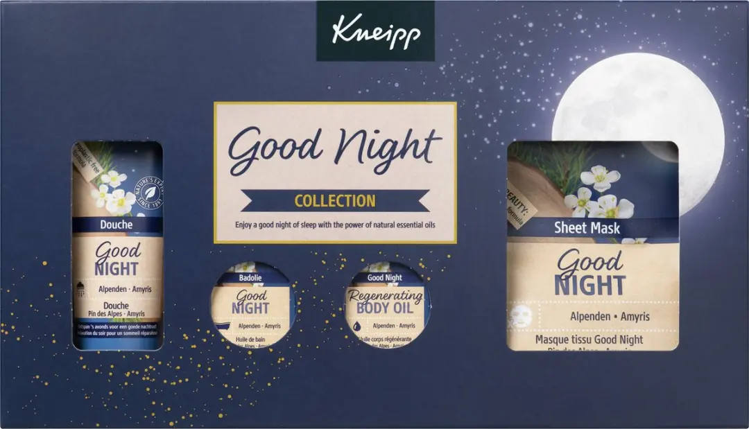 Kneipp Good Night Geschenkset - Badmiddel Douchegel Masker - 75ml + 2x20ml