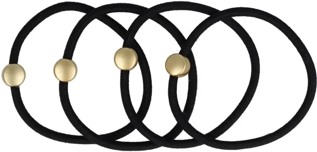 Haarsoires Haarelastieken Kraal 1cm Zwart Goud - 4 Stuks